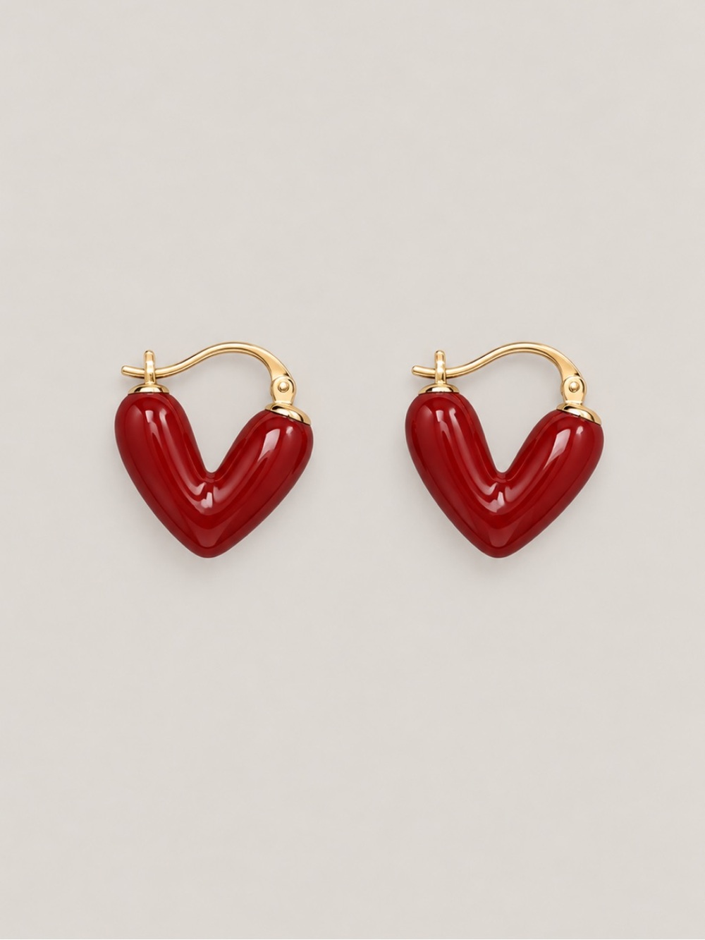 New! Cranberry Red Heart Huggie Hoop Earrings NWOT